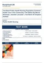 Test Bank Public Health Nursing Population-Centered Health Care in the Community 11th Edition By Marcia Stanhope&comma; Jeanette Lancaster &vert; Test Bank Verified A&plus; Grade 9780323882828&NewLine;