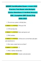 NREMT Certification Exam &vert; nremt 2026 &NewLine;Practice Test Bank with Multiple&NewLine;Choice Questions & Verified Answers &NewLine;PDF &vert; Complete EMT Exam Prep &NewLine;2026&ndash;2027