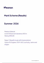 Edexcel AS Level History Paper 1&colon; Breadth study with interpretations Option 1B&colon; England&comma; 1509-1603&colon; authority&comma; nation and religion Mark Scheme 2026