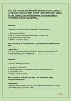 CFI CBCA Complete Final Exam Questions with Correct Answers and Detailed Rationales 100&percnt; Verified &ndash; 2026&sol;2027 Latest Update&vert; Already Graded A&plus;&vert;Certified Financial Investigator &lpar;CFI&rpar; &ndash; Certified Bank Card Analyst &lpar;CBCA&rpar;