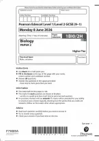 Edexcel GCSE Biology Paper 2 Higher Tier 2026