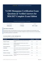 NAMS Menopause Certification Exam Questions & Verified Answers for 2026&sol;2027 Complete Exam Edition