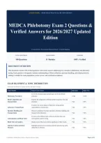 MEDCA Phlebotomy Exam 2 Questions & Verified Answers for 2026&sol;2027 Updated Edition