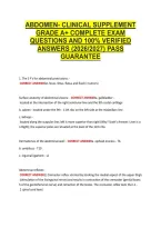 Abdomen- Clinical Supplement &NewLine;Grade A&plus; Complete Exam &NewLine;Questions And 100&percnt; Verified &NewLine;Answers &lpar;2026&sol;2027&rpar; Pass &NewLine;Guarantee 