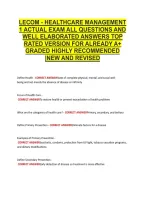 Lecom - Healthcare Management &NewLine;1 Actual Exam All Questions And &NewLine;Well Elaborated Answers Top &NewLine;Rated Version For Already A&plus; &NewLine;Graded Highly Recommended &NewLine;&vert;New And Revised 