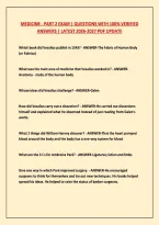 Medicine - Part 2 Exam &vert; Questions With 100&percnt; Verified &NewLine;Answers &vert; Latest 2026-2027 Pdf Update 