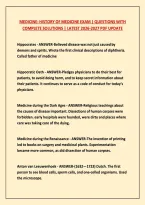 Medicine&colon; History Of Medicine Exam &vert; Questions With &NewLine;Complete Solutions &vert; Latest 2026-2027 Pdf Update