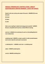 Medical Terminology&colon; Chapter 1 Exam &vert; 2026&sol;27 &NewLine;Questions With Verified Answers &vert; Latest Pdf Update