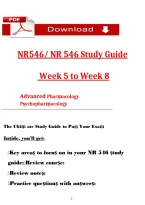 NR 546 Study Guide &ndash; Weeks 5&ndash;8&colon; Advanced Psychopharmacology