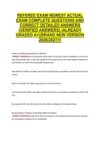 Referee Exam Newest Actual &NewLine;Exam Complete Questions And &NewLine;Correct Detailed Answers &NewLine;&lpar;Verified Answers&rpar; &vert;Already &NewLine;Graded A&plus;&vert;&vert;Brand New Version &NewLine;2026&sol;2027&excl;&excl;&excl; 