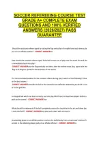 Soccer Refereeing Course Test &NewLine;Grade A&plus; Complete Exam &NewLine;Questions And 100&percnt; Verified &NewLine;Answers &lpar;2026&sol;2027&rpar; Pass &NewLine;Guarantee 