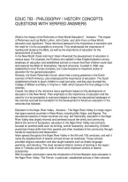 Educ 703 - Philosophy History Concepts Questions With Verified Answers