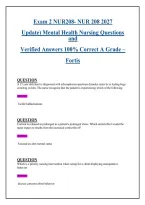 NUR 208 Exam 2 Mental Health Nursing 2027 &ndash; Practice Questions and Answers