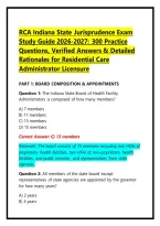 RCA Indiana State Jurisprudence Exam Study Guide 2026-2027&colon; 300 Practice Questions&comma; Verified Answers & Detailed Rationales for Residential Care Administrator Licensure