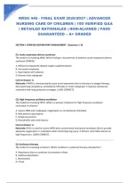 Nrsg 446 - Final Exam 2026&sol;2027 &vert; Advanced Nursing Care Of Children &vert; 100 Verified Q&A &vert; Detailed Rationales &vert; Ngn-Aligned &vert; Pass Guaranteed &ndash; A&plus; Graded
