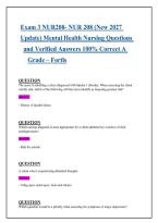 NUR 208 Exam 3&colon; Mental Health Nursing Questions and Answers