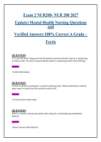 NUR 208 Exam 2&colon; Mental Health Nursing Questions and Answers