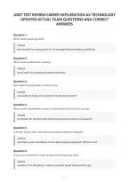 Unit Test Review Career Exploration Av Technology&NewLine;Updated Actual Exam Questions And Correct&NewLine;Answers