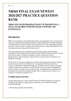 Nr565 Final Exam Newest &NewLine;2026&sol;2027 Practice Question &NewLine;Bank &NewLine;Nr565 Advanced Pharmacology Fundamentals &mdash; Final Exam Prep With Detailed Answers And Rationales &NewLine;