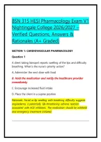 BSN 315 HESI Pharmacology Exam V1 Nightingale College 2026&sol;2027 &ndash; Verified Questions&comma; Answers & Rationales &lpar;A&plus; Graded&rpar;