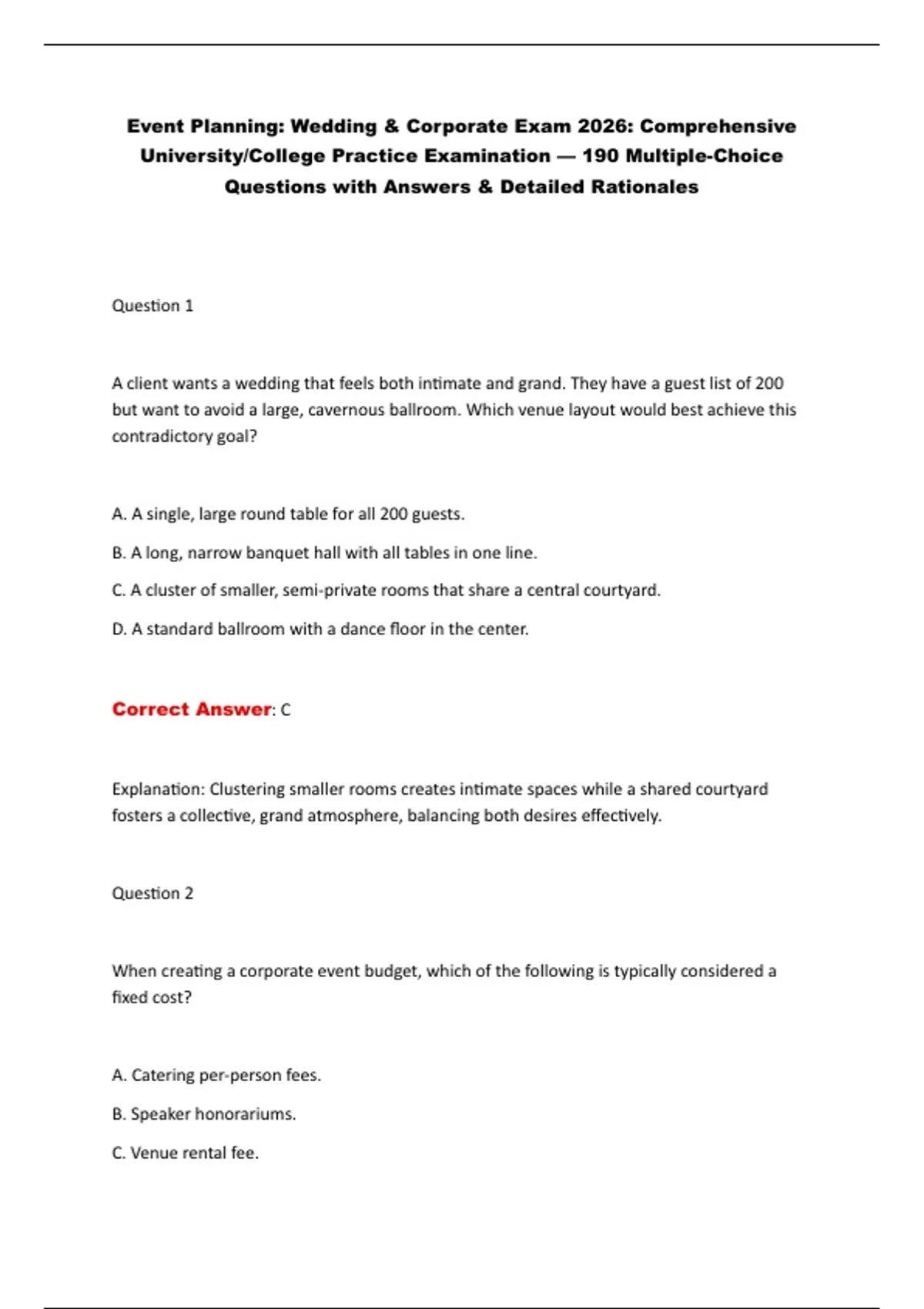 Event Planning, Wedding and Corporate Events Exam 2026 – Practice ...