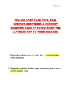 Epa 608 Core Exam 2026&colon; Real &NewLine;Verified Questions & Correct &NewLine;Answers&vert; Pack Of Excellence&vert; The &NewLine;Ultimate Key To Your Success