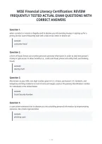 Wise Financial Literacy Certification Review Frequently Tested Actual Exam Questions With Correct Answers