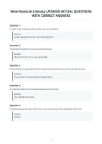 Wise Financial Literacy Updated Actual Questions With Correct Answers