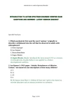 Introduction To Autism Spectrum Disorder Verified Exam Questions And Answers - Latest Version 2026&sol;2027&NewLine;&NewLine;&NewLine;&NewLine;