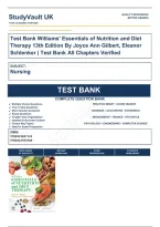 Test Bank Williams' Essentials of Nutrition and Diet Therapy 13th Edition By Joyce Ann Gilbert&comma; Eleanor Schlenker &vert; Test Bank Verified A&plus; Grade 9780323847124