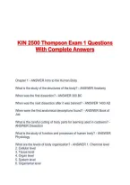 KIN 2500 Thompson Exam 1 Questions With Complete Answers