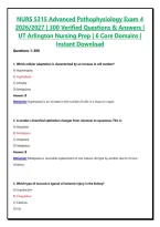NURS 5315 Advanced Pathophysiology Exam 4 2026&sol;2027 &vert; 300&plus; Verified Questions & Answers &vert; UT Arlington Nursing Prep &vert; 6 Core Domains &vert; Instant Download&NewLine;