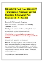 NR 668 CEA Final Exam 2026&sol;2027 &ndash; Chamberlain Practicum Verified Questions & Answers &vert; Pass Guaranteed &ndash; A&plus; Graded