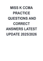 MISS K CCMA Practice Questions 2026&sol;2027 &vert; Certified Clinical Medical Assistant Exam Prep &vert; Practice Questions & Answers &vert; Comprehensive Certification Review Study Guide