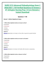 NURS 5315 Advanced Pathophysiology Exam 2 2026&sol;2027 &vert; 150 Verified Questions & Answers &vert; UT Arlington Nursing Prep &vert; 6 Core Domains &vert; Instant Download&NewLine;
