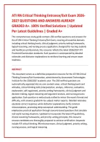  ATI RN Critical Thinking Entrance&sol;Exit Exam 2026-2027 &ndash; Practice Questions with Verified Answers & Detailed Rationales &lpar;Graded A&plus;&rpar;