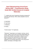 Apea Pathophysiology Actual Exam &NewLine;Review 2026 &mdash; Comprehensive Study &NewLine;Guide With Verified Answers & Complete &NewLine;Rationales