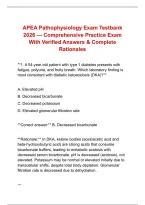APEA Pathophysiology Exam Testbank &NewLine;2026 &mdash; Comprehensive Practice Exam &NewLine;With Verified Answers & Complete &NewLine;Rationales 
