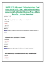 NURS 5315 Advanced Pathophysiology Final Exam & Midterm Exam &vert; Complete Package Bundle