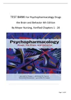 Test Bank for Psychopharmacology&colon; Drugs&comma; the Brain&comma; and Behavior&comma; 4th Edition by Meyer &vert; Verified Chapters 1&ndash;20
