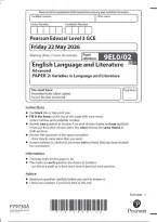 Pearson Edexcel A Level English Language and Literature 9EL0&sol;02 Paper 2 &ndash; Varieties in Language and Literature QP & MS Merged June 2026