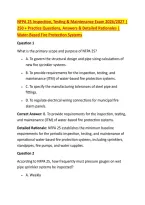 NFPA 25 Inspection&comma; Testing & Maintenance Exam 2026&sol;2027 &vert; &NewLine;250 &plus; Practice Questions&comma; Answers & Detailed Rationales &vert; &NewLine;Water-Based Fire Protection Systems 