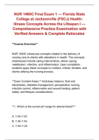 NUR 1460C Final Exam 1 &mdash; Florida State &NewLine;College at Jacksonville &lpar;FSCJ&rpar; Health&NewLine;Illness Concepts Across the Lifespan I &mdash; &NewLine;Comprehensive Practice Examination with &NewLine;Verified Answers & Complete Rationales 