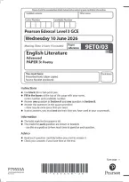 Pearson Edexcel A Level English Literature 9ET0&sol;03 Paper 3 &ndash; Poetry QP & MS Merged June 2026