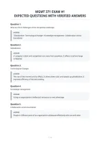 Mgmt 371 Exam &num;1&NewLine;Expected Questions With Verified Answers