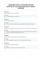 Microbio Exam 3- Yohannes Mehari&NewLine;Updated Actual Questions With Correct&NewLine;Answers