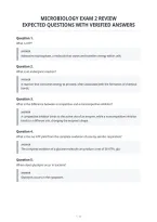 Microbiology Exam 2 Review&NewLine;Expected Questions With Verified Answers