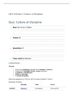 CJUS 610&vert; Quiz 5 Culture of Discipline &vert; Questions and answers &vert; Updated RATED A&plus; &vert;100&percnt; CORRECT &vert; Liberty University