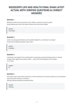 Mississippi Life And Health Final Exam Latest&NewLine;Actual With Verified Questions & Correct&NewLine;Answers