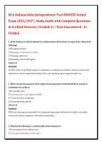 RCA Indiana State Jurisprudence Test NEWEST Actual &NewLine;Exam 2026&sol;2027 &vert; Study Guide with Complete Questions &NewLine;& Verified Answers &vert; Graded A&plus; &vert; Pass Guaranteed - A&plus; &NewLine;Graded